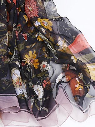Lässig Geblümt Alle Jahreszeiten Print Schnelltrocknend Pendeln Retro Stil Seide Schal Regelmäßig Schal für Damen