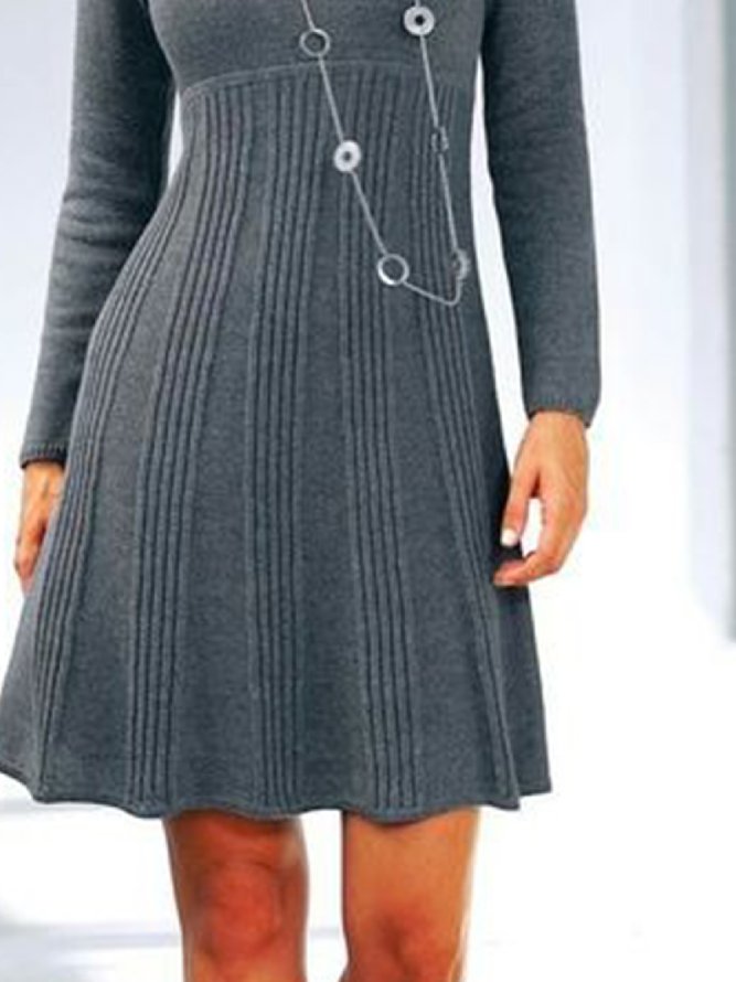 Lässig Unifarben Herbst Normal Mikroelastizität Täglich Standard A-Linien Regelmäßig Kleider für Damen