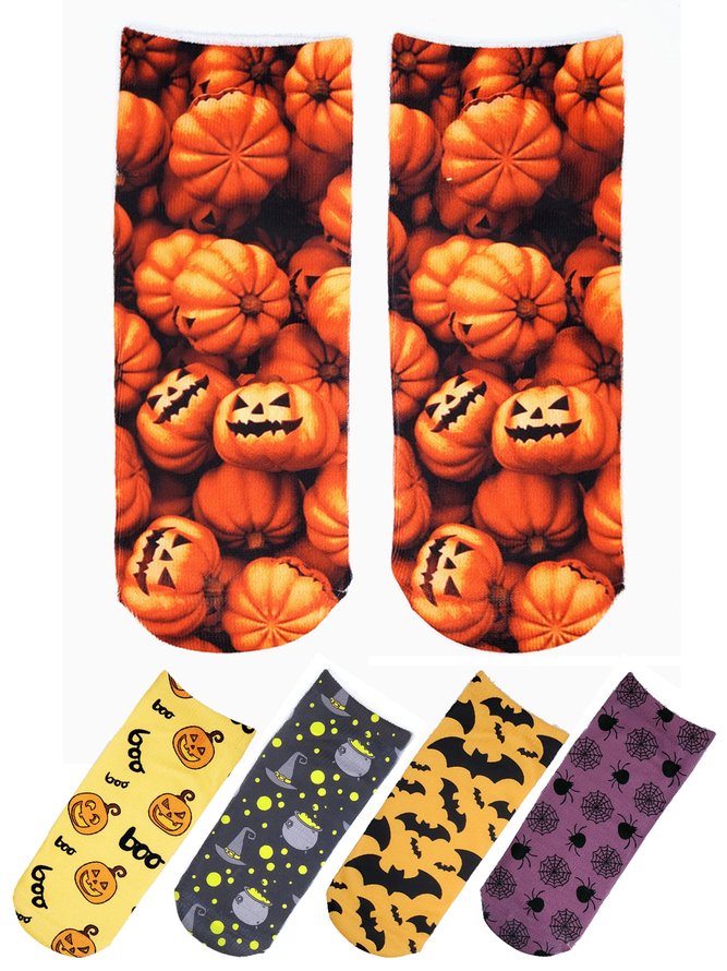 Straße Alle Jahreszeiten Halloween Print Atmungsaktiv Urlaub Standard Regelmäßig Socken für Damen