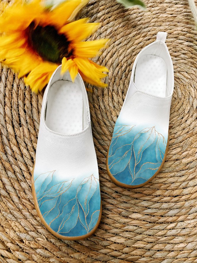 Damen Lässig Farbverlauf Alle Jahreszeiten Rutschfest Pendeln Rund Stoff Gummi Slip On Slippers