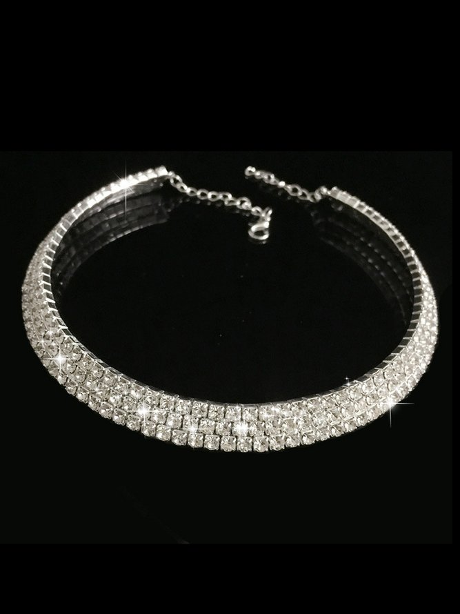 Elegant 1-5 Reihe volle Deckung Diamant Halskette Party Halsketten