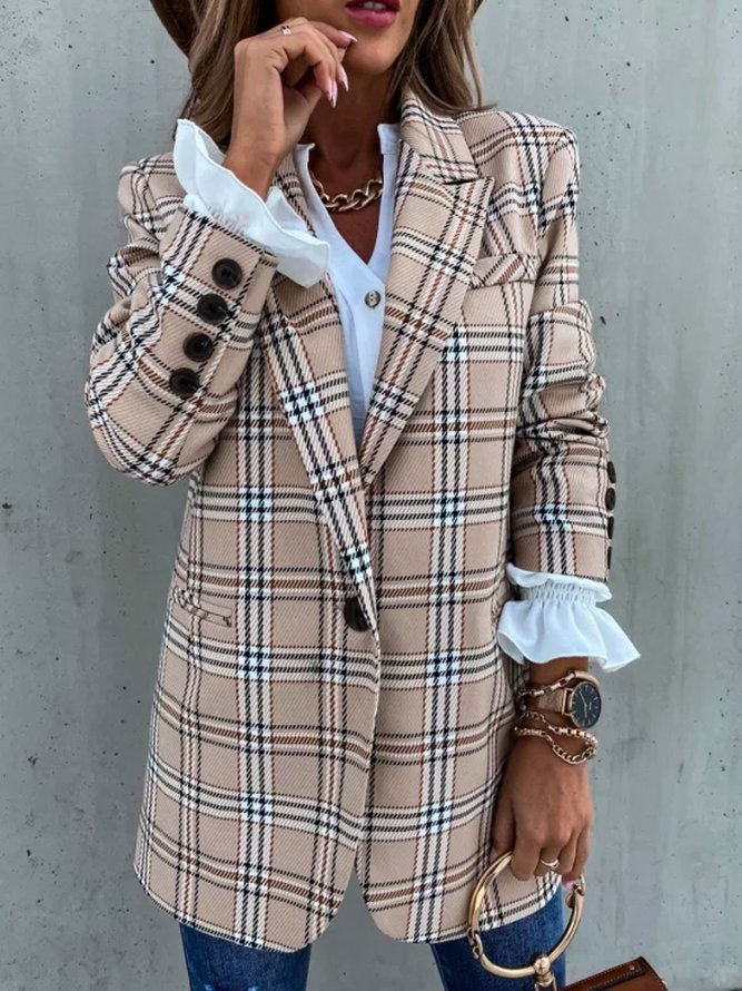Kariert Reverskragen Blazer