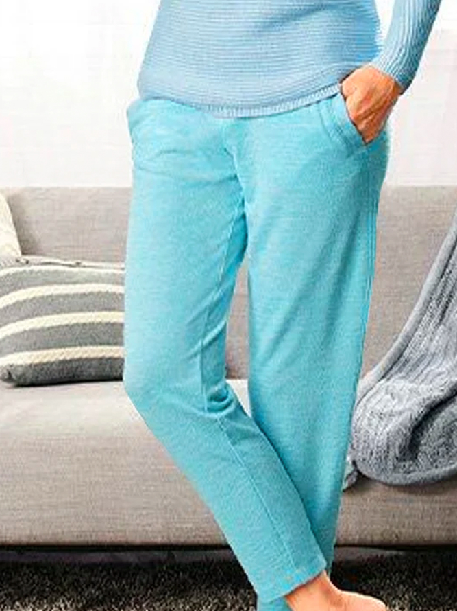 Unifarben Sport Herbst Polyester Mikroelastizität Rübe Hose Lang Verdicken H-Linie Jogginghose für Damen