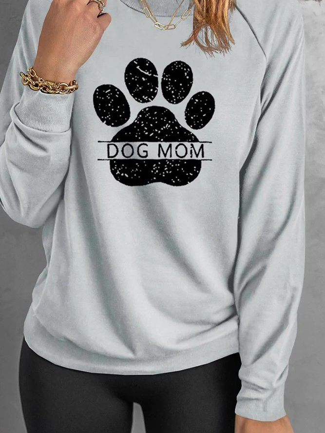 Hund Mama Print Lässig Weit Sweatshirts