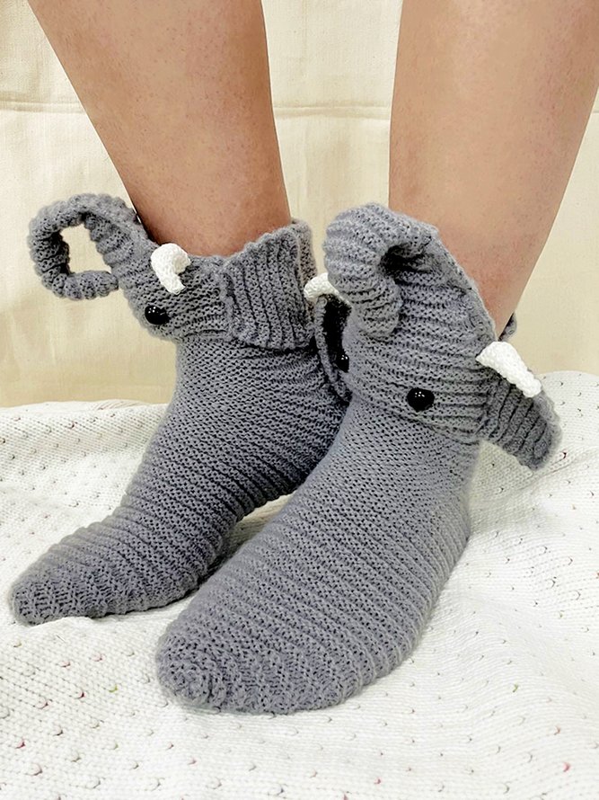 3D Elefant Geformt Hand Gestrickt Zuhause Socken für den Boden Herbst Winter Socken