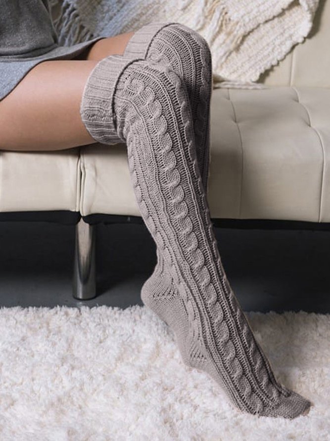 Lässig Zuhause Spiral Muster Mittler-Länge Knie Haufen der Wolle Socken
