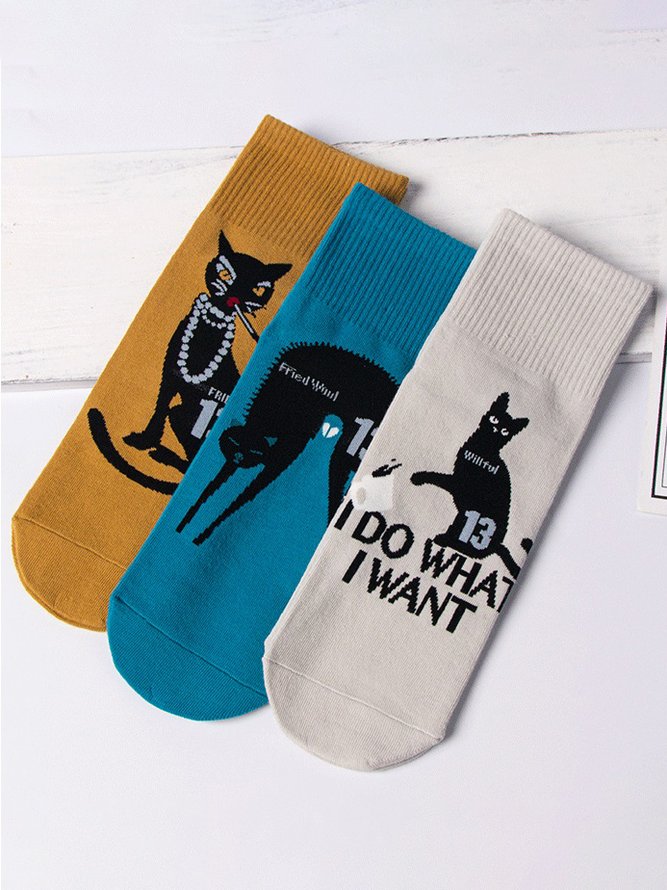Lässig Schwarz Katzenmuster Kurz Socken Halloween Dekorationen jeden Tag Matching