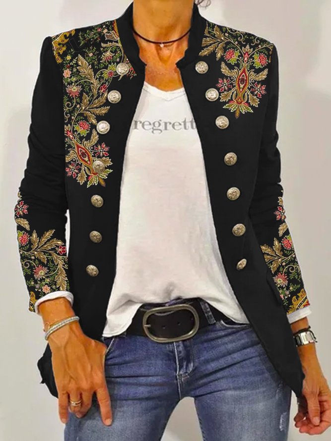 Stehkragen Lässig Jacke