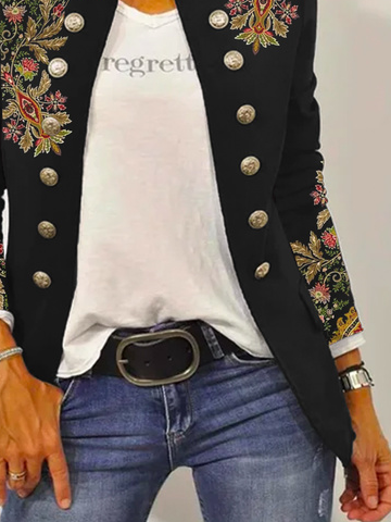 Stehkragen Lässig Jacke