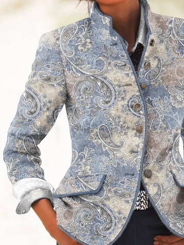 Böhmisch Retro Stehkragen Blazer aus Wolle Noracora