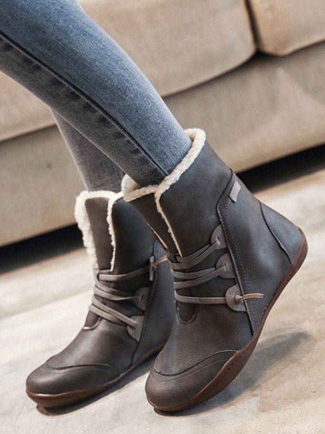 Retro gefesselt Lässig Rund Kurze Stiefel