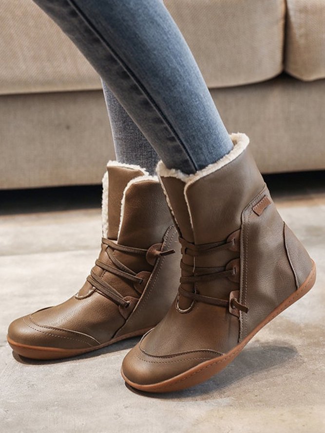 Retro gefesselt Lässig Rund Kurze Stiefel