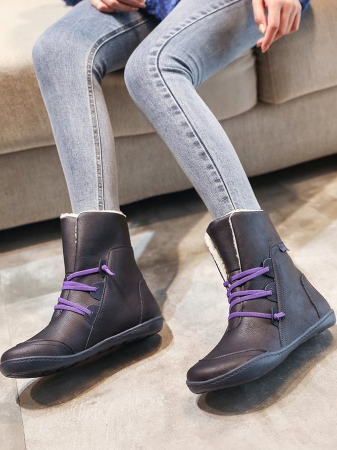 Retro gefesselt Lässig Rund Kurze Stiefel
