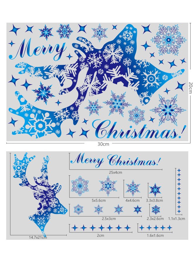Weihnachten Blau Fenster Aufkleber Dekoration Weihnachten Rentier Schneeflocke Abziehbild Fenster Dekoration