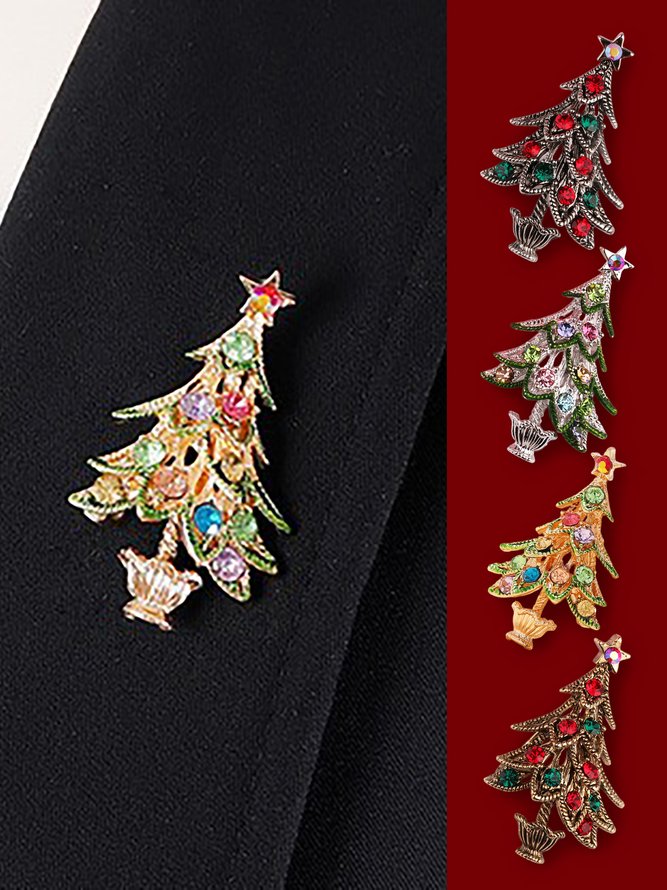 Weihnachten 3D Weihnachtsbaum-Muster Diamant Brosche Urlaub Party Kleider Dekoration