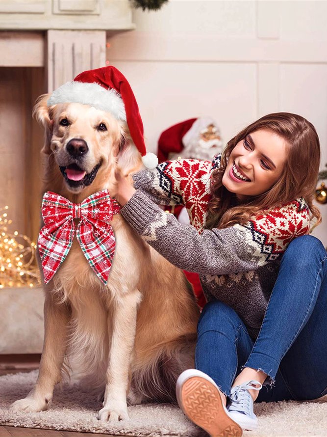 Weihnachten Kariert Schneeflocke Muster Haustier Halsbänder Katzen Hunde Urlaub Dekorationen