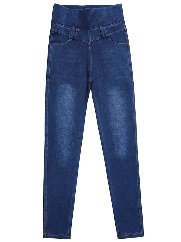 Lässig Unifarben Denim Weit Jeans