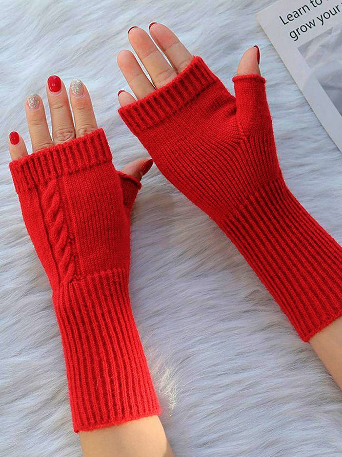 Lässig Unifarben Farbe Baumwolle Leinen Muster Muster Hälfte Finger Handschuhe Herbst und Winter Warm Zubehör Kleider Matching