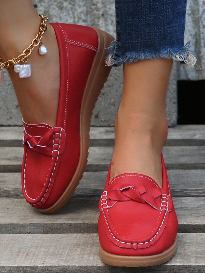 Große Größen Bequem Geflochtener Riemen Flach Halbschuhe