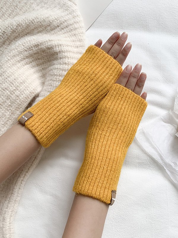 Lässig Einfach Mittler-Länge Baumwolle Gestreift Hälfte Finger Handschuhe Kleider Matching Vielseitig Zubehör