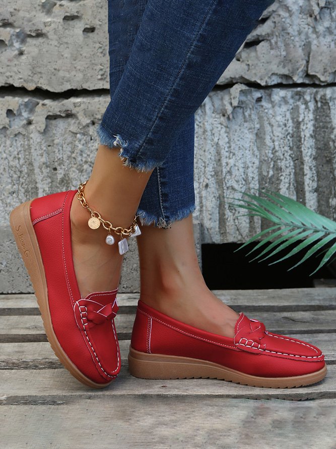 Große Größen Bequem Geflochtener Riemen Flach Halbschuhe