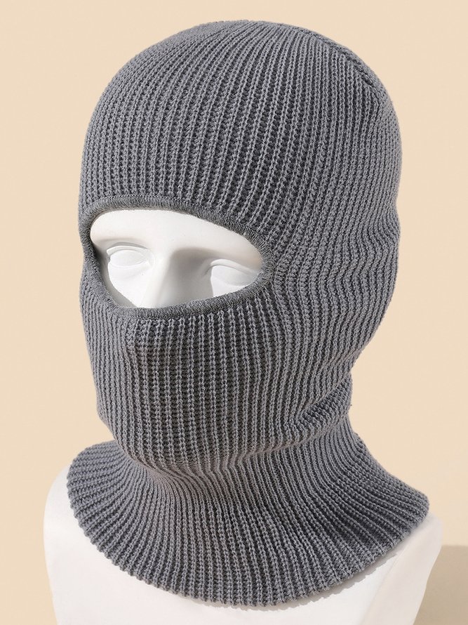 Lässig Einzeln Loch Maske Gestrickt Unifarben Baumwolle Ein Stück Hut Herbst Winter Warm Ski Outdoor Sport Zubehör