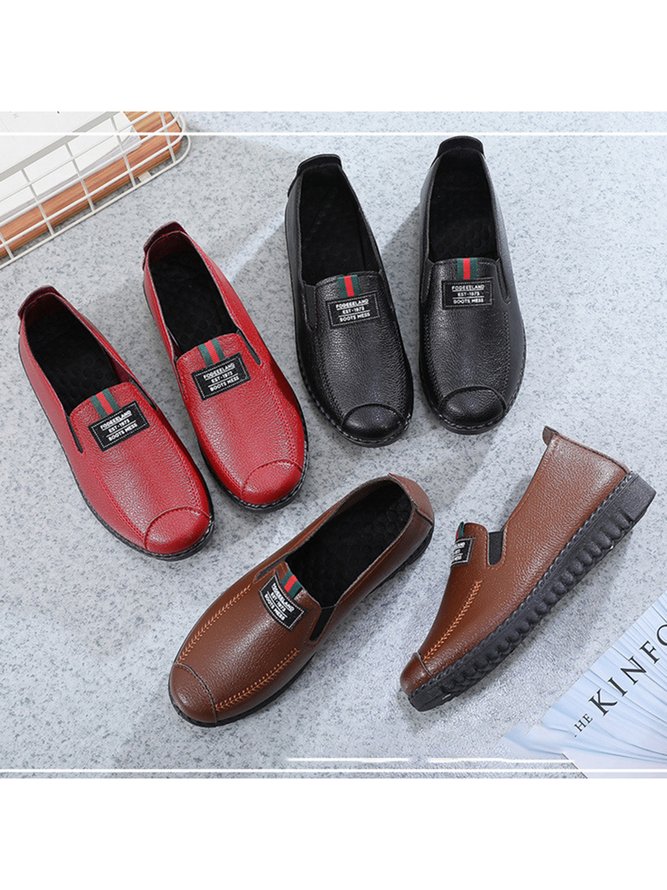 Kunstleder Lässig Retro Buchstabe Patchwork Weich Sohle Halbschuhe