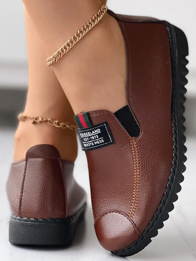 Kunstleder Lässig Retro Buchstabe Patchwork Weich Sohle Halbschuhe