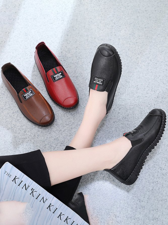 Kunstleder Lässig Retro Buchstabe Patchwork Weich Sohle Halbschuhe