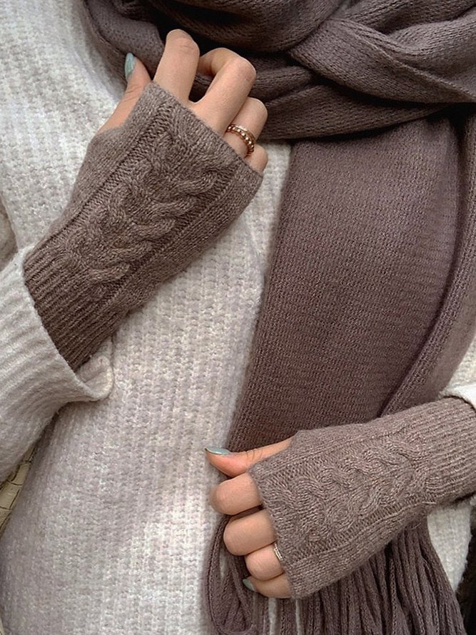 Lässig Twist Muster Wolle Hälfte Finger Handschuhe Herbst Winter Warm Zubehör