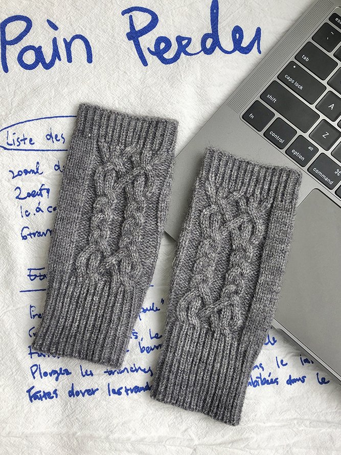 Lässig Twist Muster Wolle Hälfte Finger Handschuhe Herbst Winter Warm Zubehör