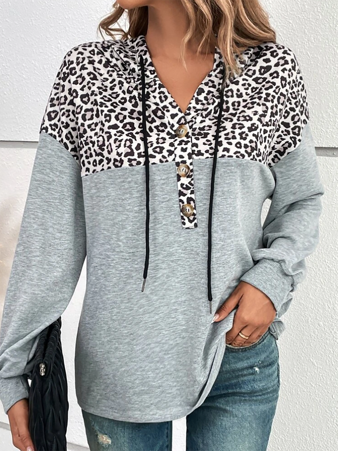 Leopard Jersey Kapuze Lässig Sweatshirt