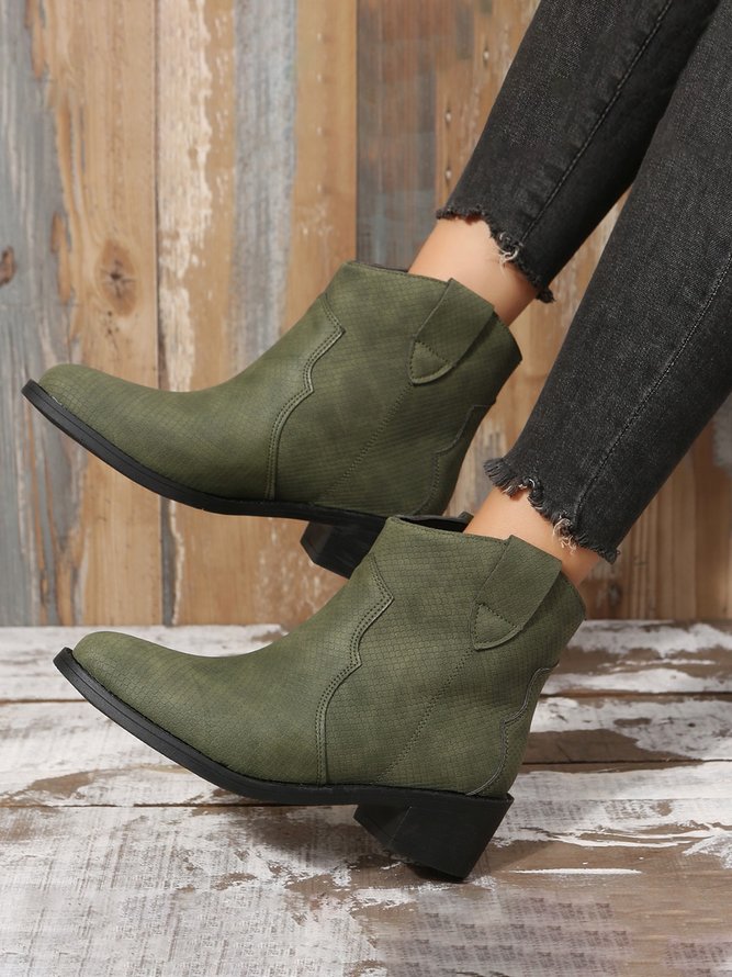 Große Größen Unifarben Nahtverarbeitung Slip On Cowboystiefel
