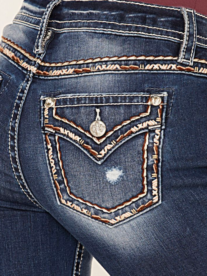Denim Böhmisch Weit Unifarben Jeans