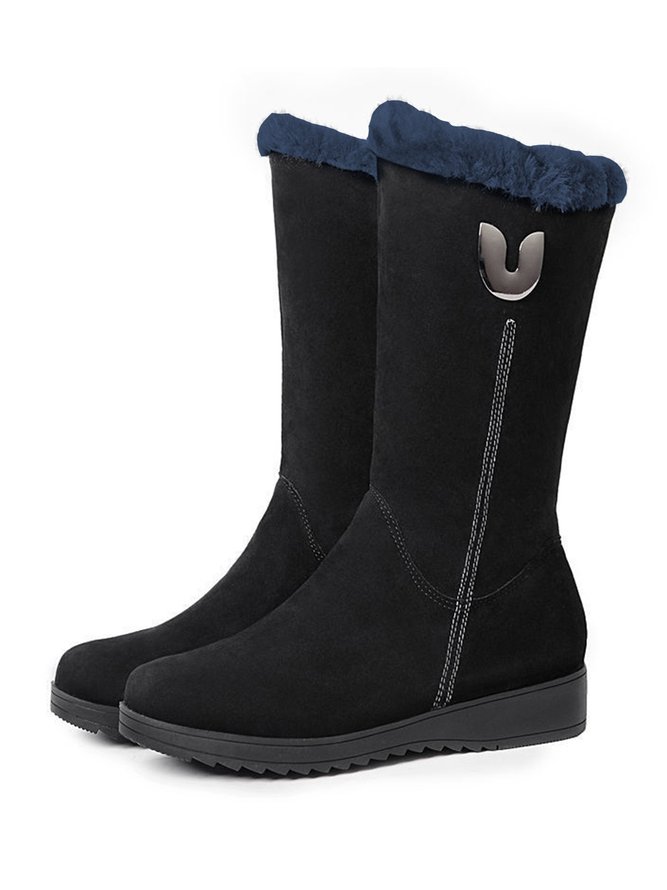 Retro Weich Kunstwildleder Warm Plüsch Postleitzahl-oben Stiefelette