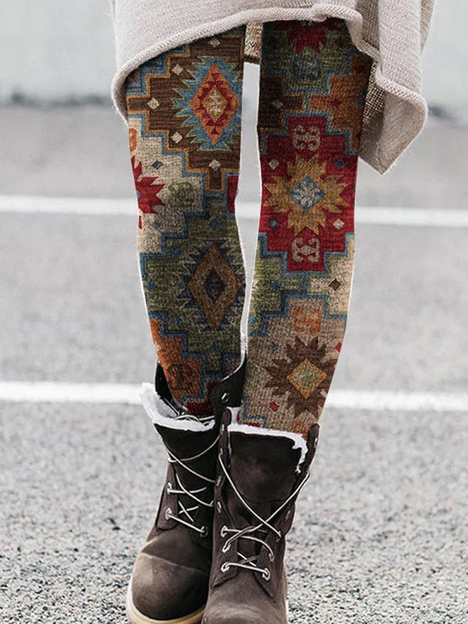 Ethnisch Fest Lässig Baumwolle-Gemisch Leggings