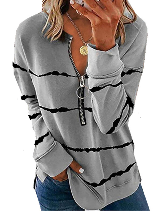Streifen Lässige Blusen & Shirts mit Langarm