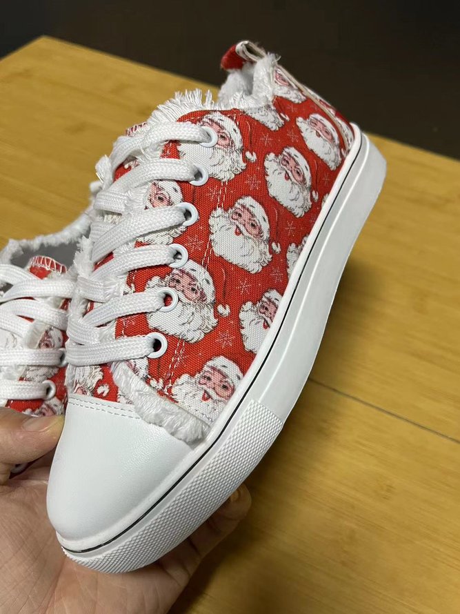Weihnachtsmann Schneeflocke Spitze-oben Segeltuch Schuhe