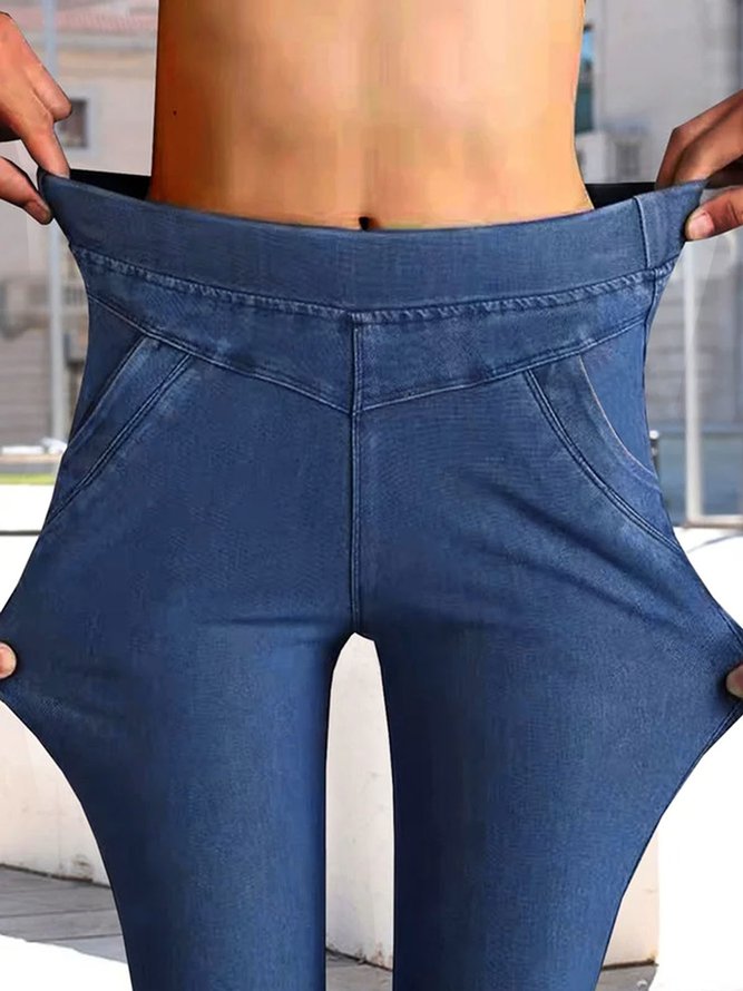 Lässig Passen Tasche Irregulär Hoch Strecken Jeans