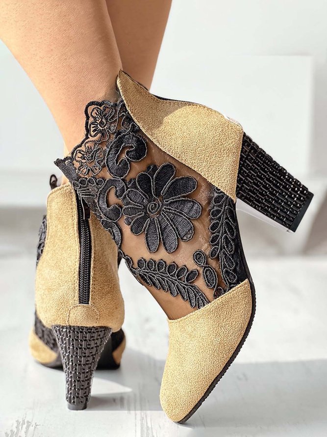Spitze Nahtverarbeitung Sandale-Stiefel klobiger Absatz Reißverschluss Noracora