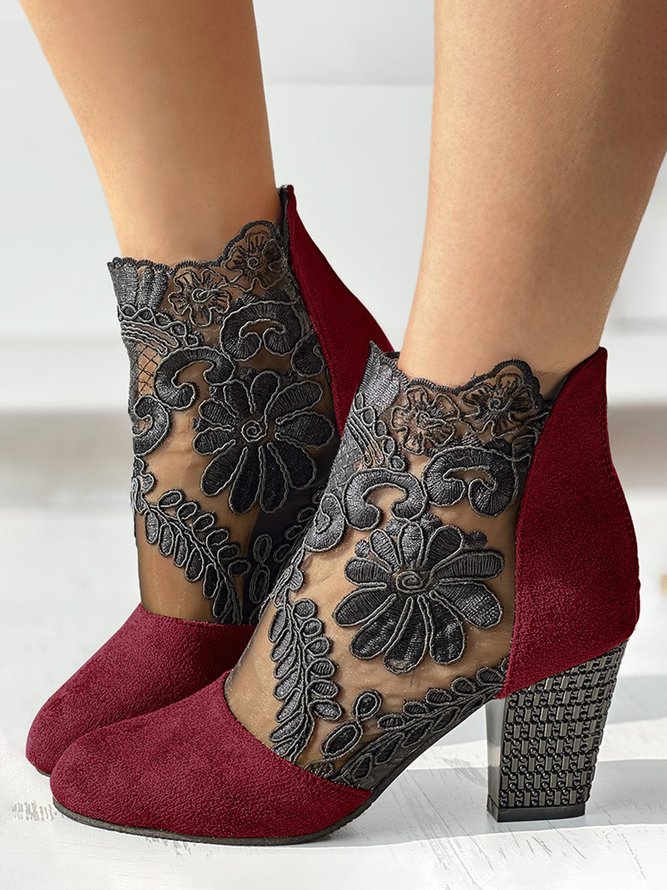 Spitze Nahtverarbeitung Sandale-Stiefel klobiger Absatz Reißverschluss Noracora