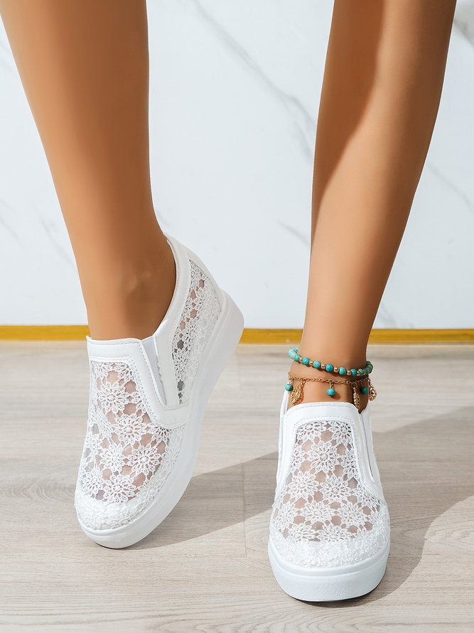 Blume Stickerei Detail Schuhe Versteckt Stöckel Slip On Noracora