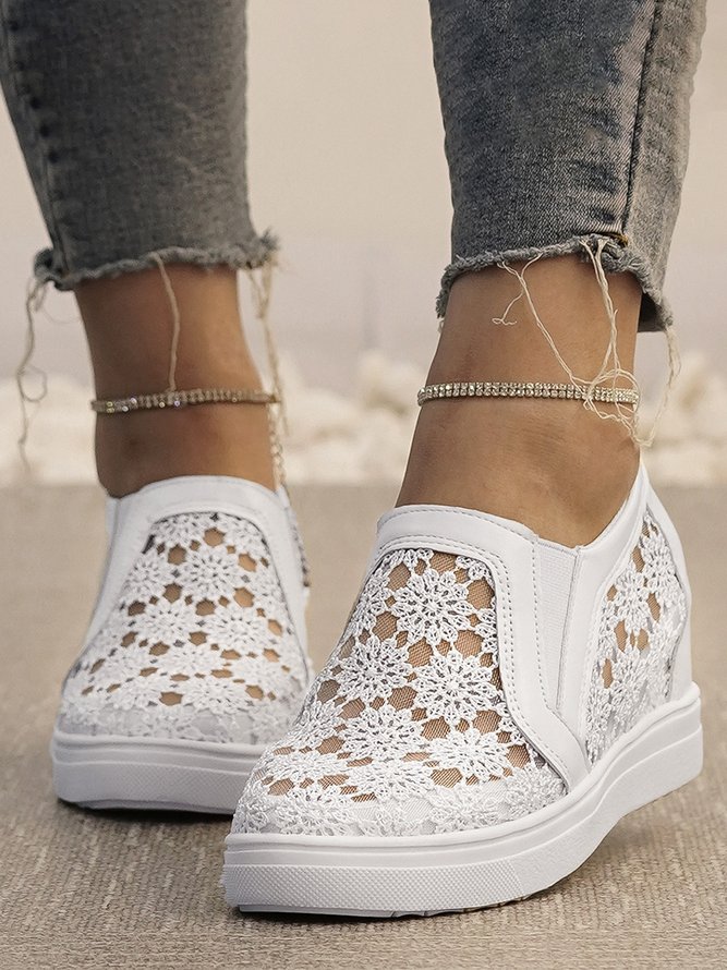 Blume Stickerei Detail Schuhe Versteckt Stöckel Slip On Noracora