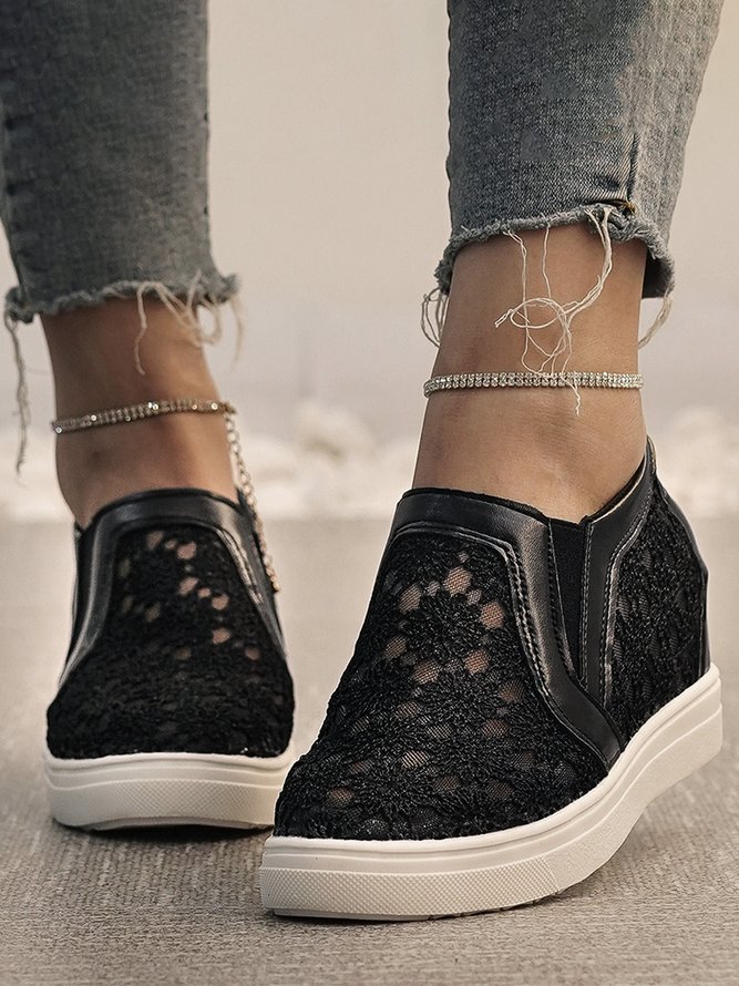 Blume Stickerei Detail Schuhe Versteckt Stöckel Slip On Noracora
