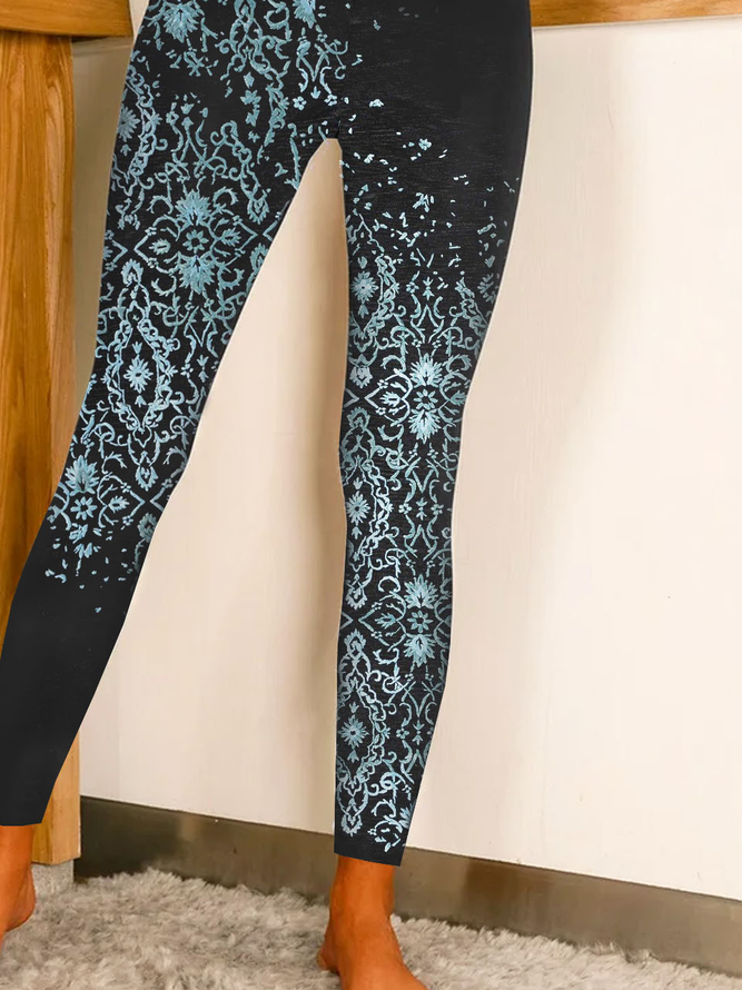 Lässig Jersey Ethnisch Print Leggings