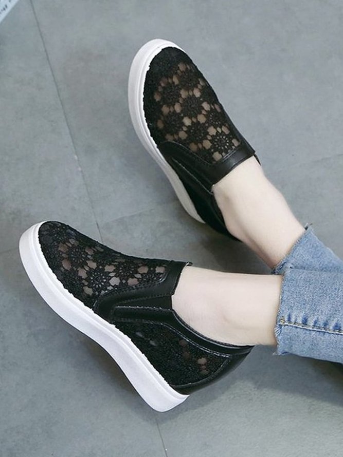 Blume Stickerei Detail Schuhe Versteckt Stöckel Slip On Noracora