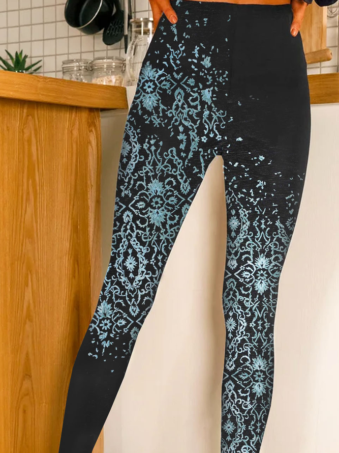 Lässig Jersey Ethnisch Print Leggings