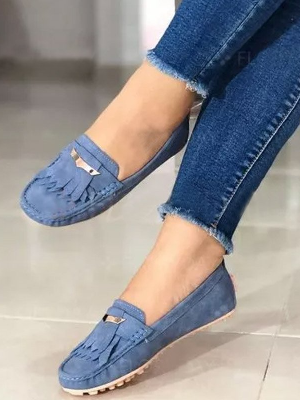 Flache Einfarbige  Halbschuhe Slip-On