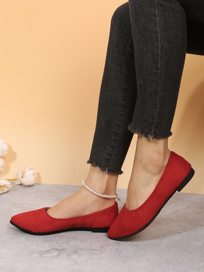 Einfacher Stil Unifarben Farbe Kunstwildleder Flach Flache Schuhe
