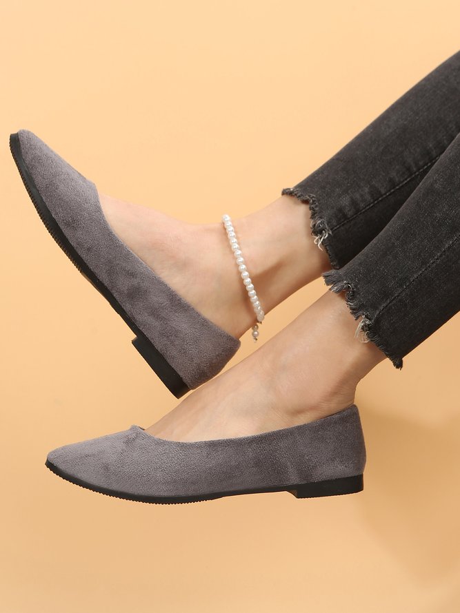 Einfacher Stil Unifarben Farbe Kunstwildleder Flach Flache Schuhe